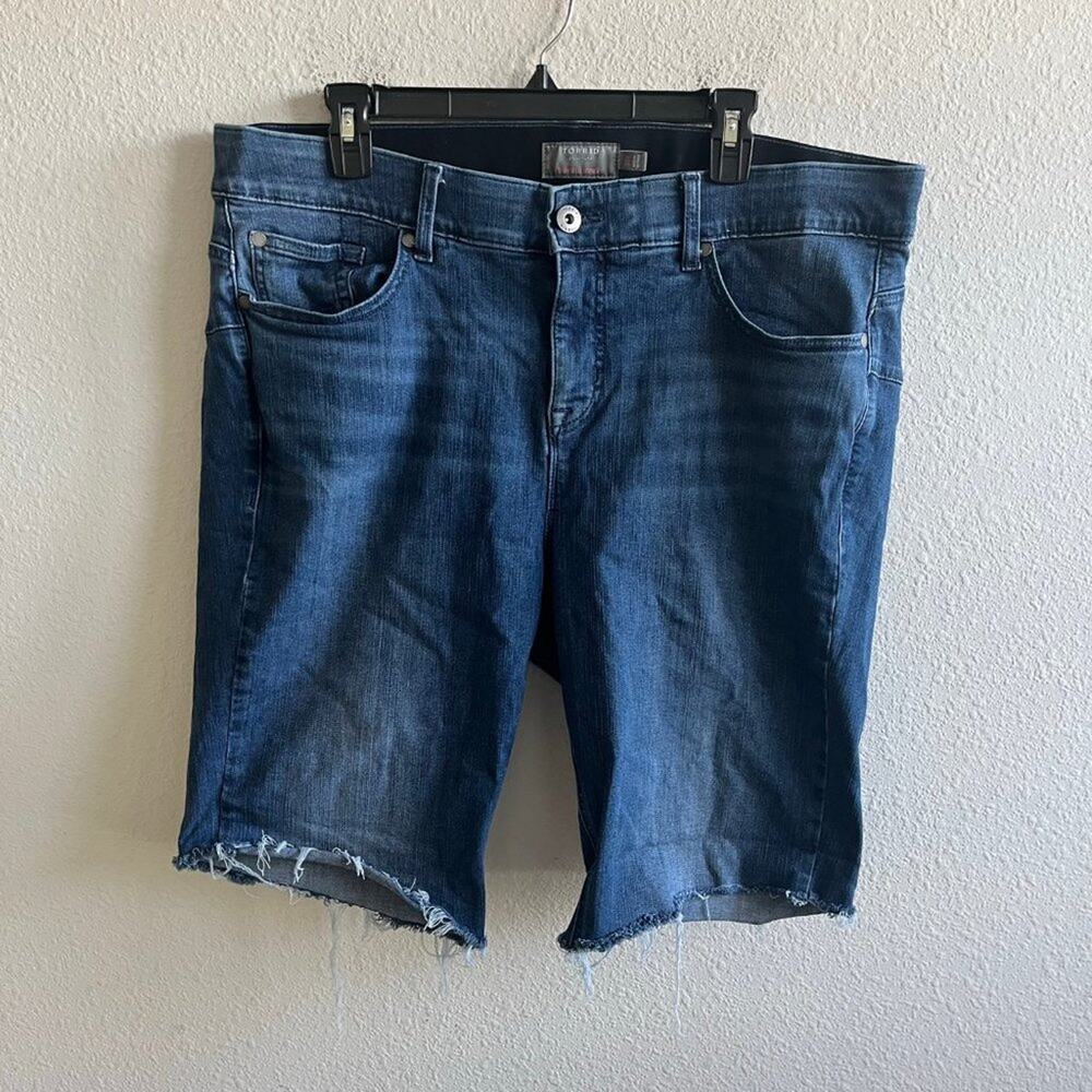 Torrid Women's Premium Stretch Medium Wash Cut Off Bermuda Jean Denim Shorts